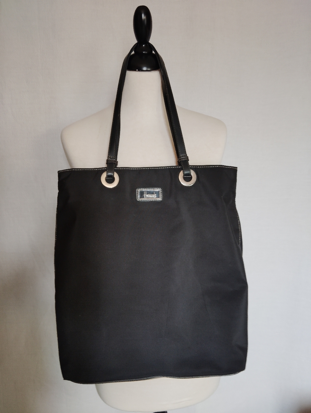 Harrods of London Knightsbridge Women's Black Nylon Tote Bag Double Handles